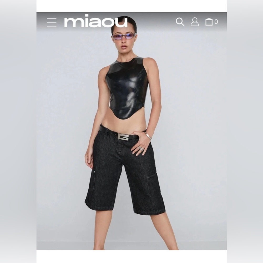 Miaou Jinx Tank Top Cami Latex Black Fetish Sz Large NWT $295...Revolve - Picture 10 of 16
